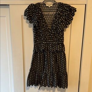 Sea Black Dress with White Floral Patterns